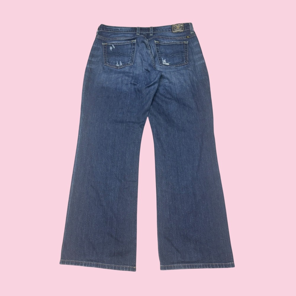 Lucky Brand Easy Rider Wide Leg Jeans Blue Medium Wash Distressed Size 8/29